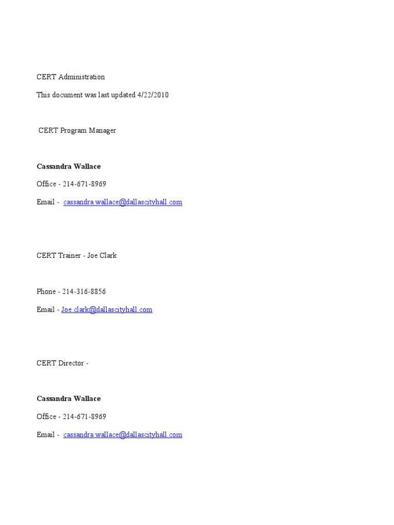 CERT Program Administration Guide | PDF | Government | Business
