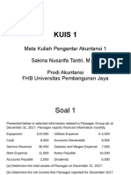 Kuis 1: Mata Kuliah Pengantar Akuntansi 1 Sakina Nusarifa Tantri, M.Sc. Prodi Akuntansi FHB Universitas Pembangunan Jaya