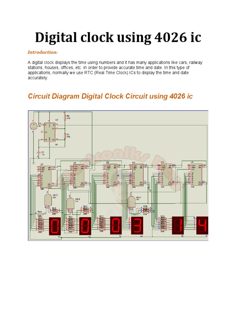 Circuit Diagram Digital Clock Circuit Using 4026 Ic PDF Computing