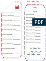 Days of the week and months of the year worksheet