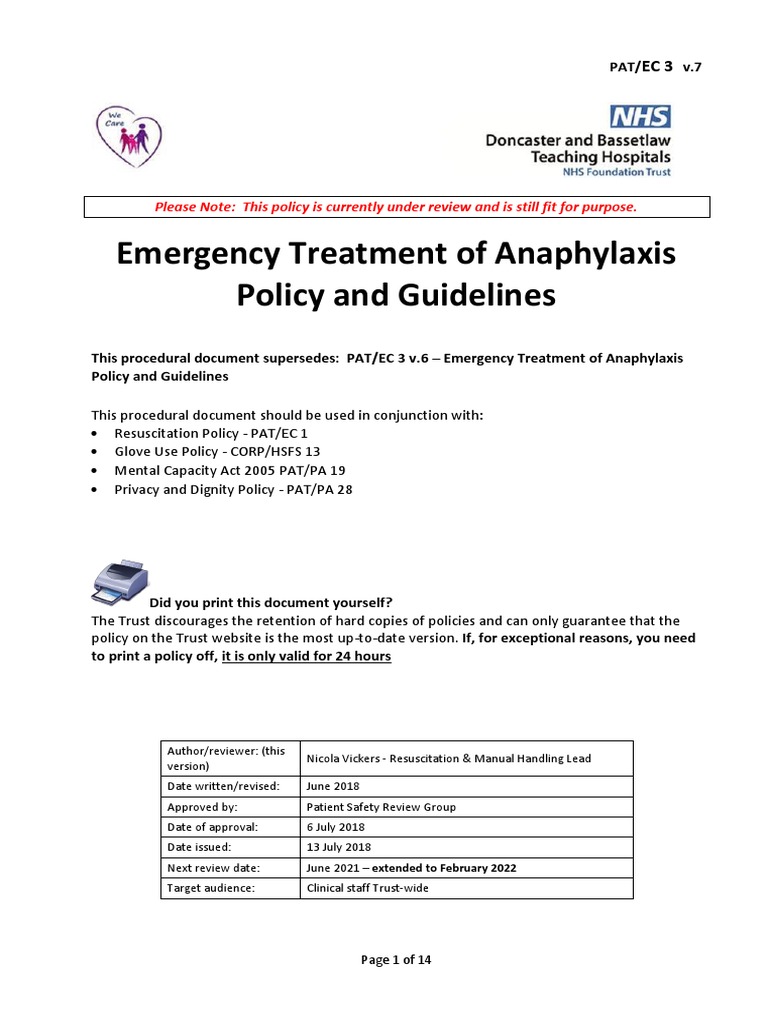 Emergency Treatment Of Anaphylaxis In Adults: Concise Guidance – CBNZUS
