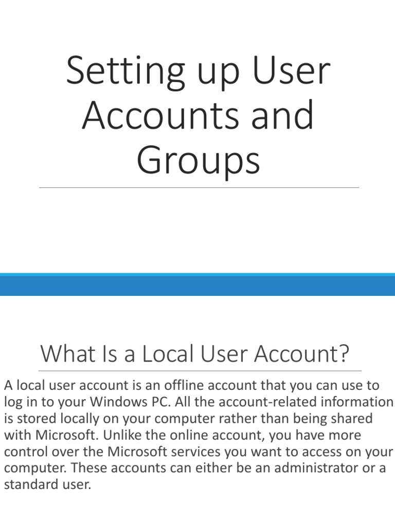Creating Local User Accounts in Windows | PDF | Microsoft Windows ...