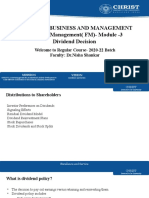 School of Business and Management Financial Management (FM) - Module - 3 Dividend Decision