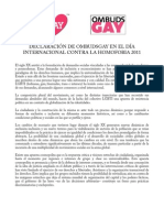 Declaración de Ombudsgay en el Día Internacional contra la Homofobia (IDAHO) 2011