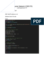 Computer Network (CSB 372) : Lab Experiment: 01