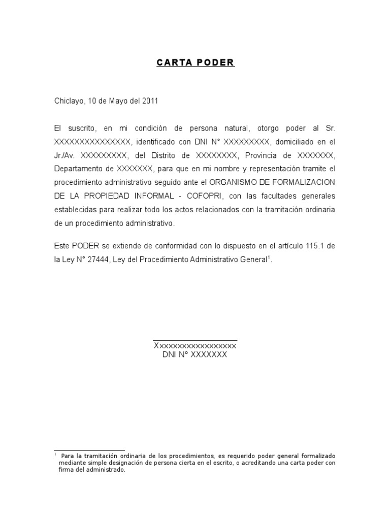 CARTA PODER - Para Tramite Administrativos