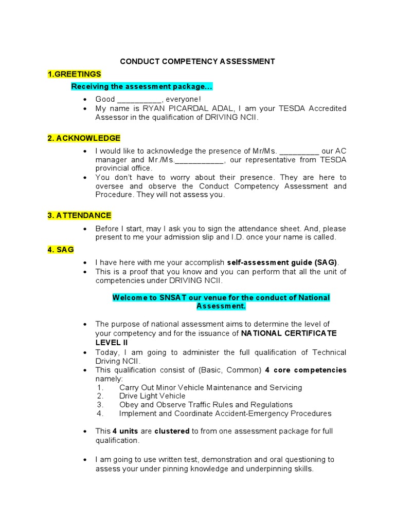 Conducting TESDA Driving Assessment | PDF | Business | Self-Improvement