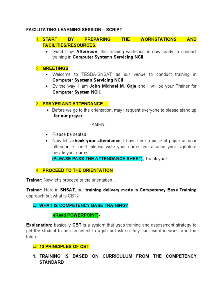 Updated FACILITATE LEARNING SESSION SCRIPT | PDF | Educational ...