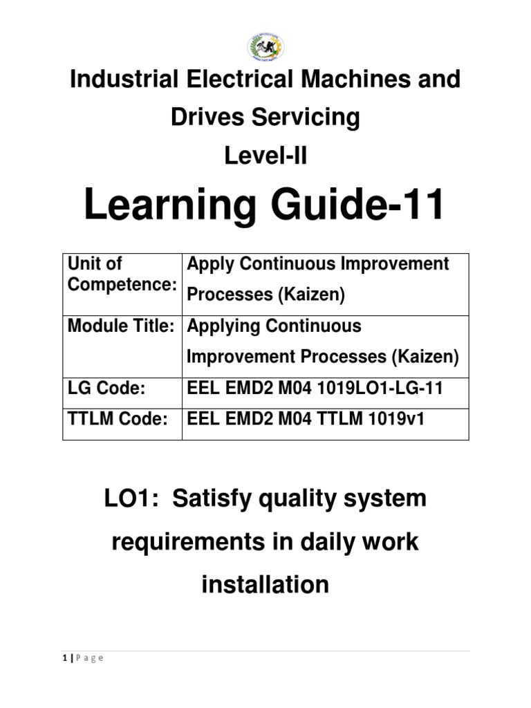 Learning Guide11 Industrial Electrical Machines and Drives Servicing