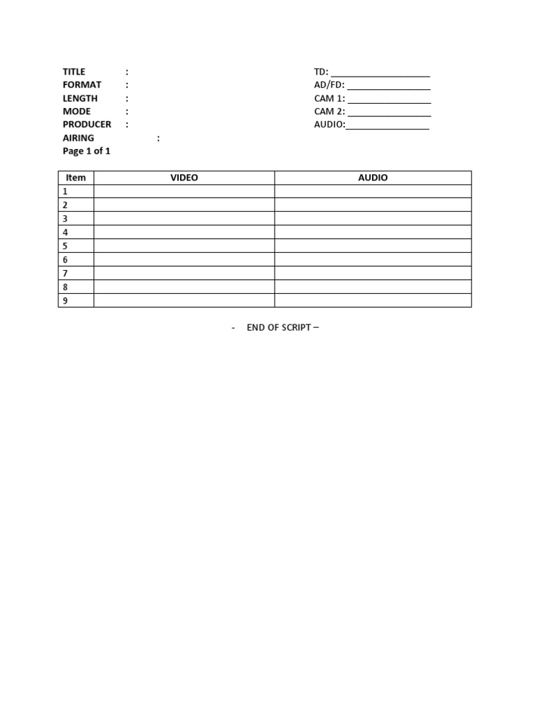 Video and Audio Production Script | PDF | Computers | Technology ...