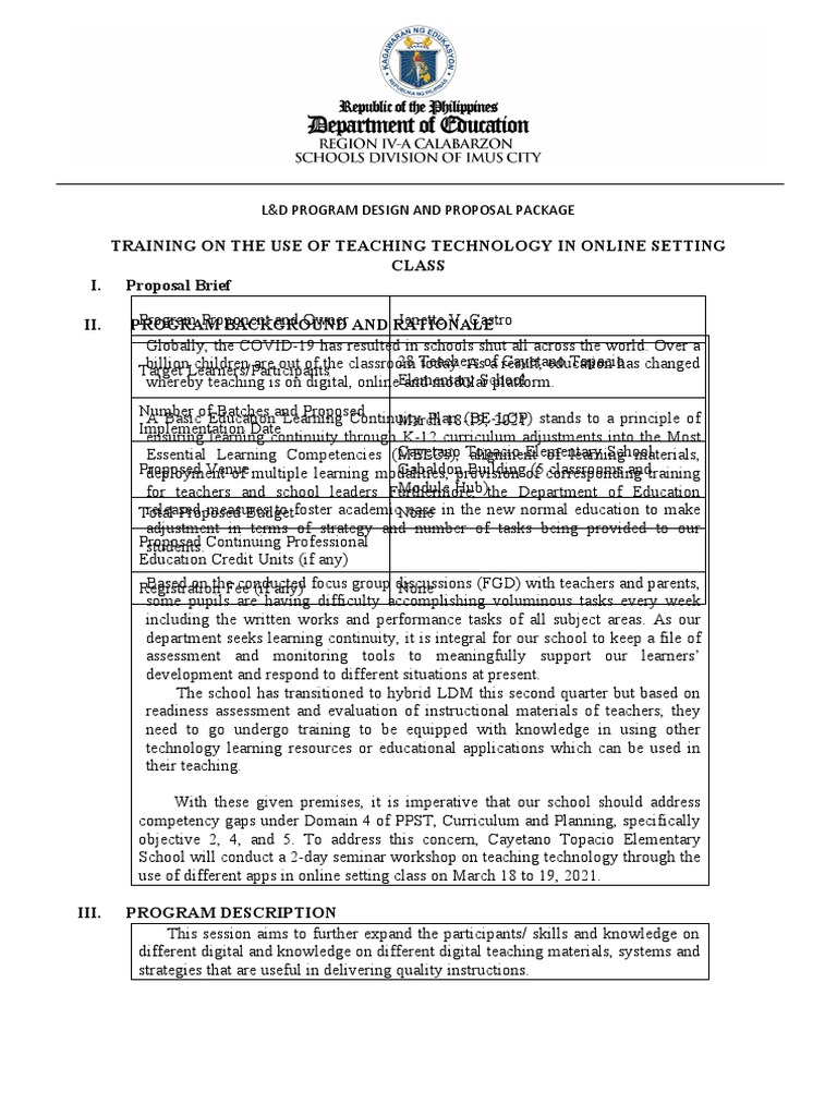 Training On The Use Of Teaching Technology In Online Setting Class I