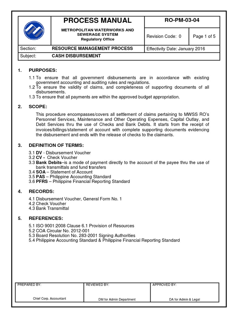 Cash Disbursement Process Manual | PDF | Payments | Banks