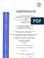 Thyssen Elevator Certificate 3
