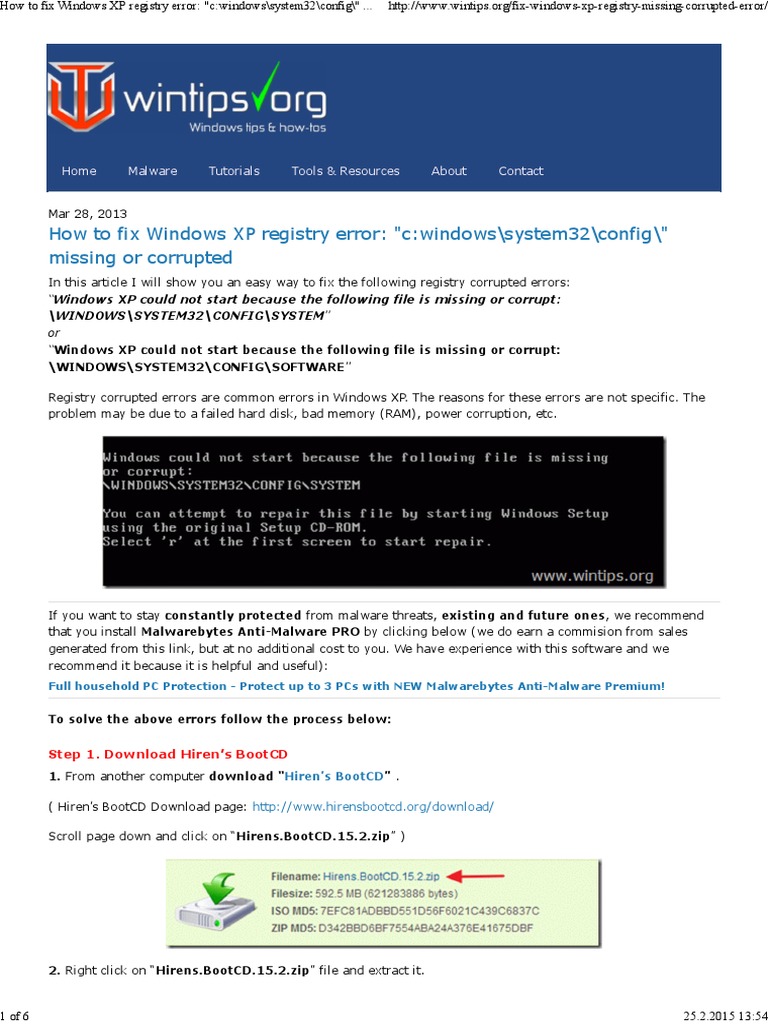 Fix Windows XP Registry Errors | PDF | Windows Registry | Computer File