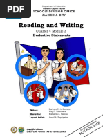 Reading and Writing: Evaluative Statements