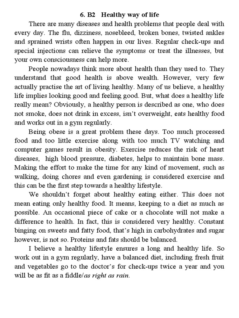 B2 Healthy Way of Life | PDF | Healthy Diet | Obesity