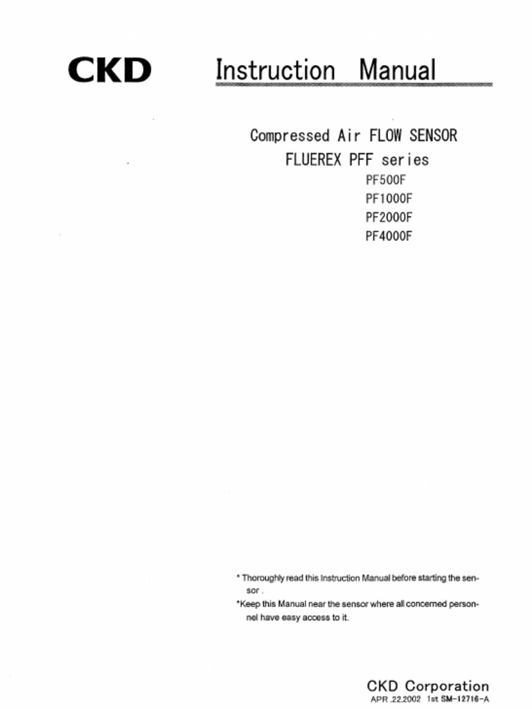 CKD PF Series Flow Sensor Manual | PDF | Technology & Engineering