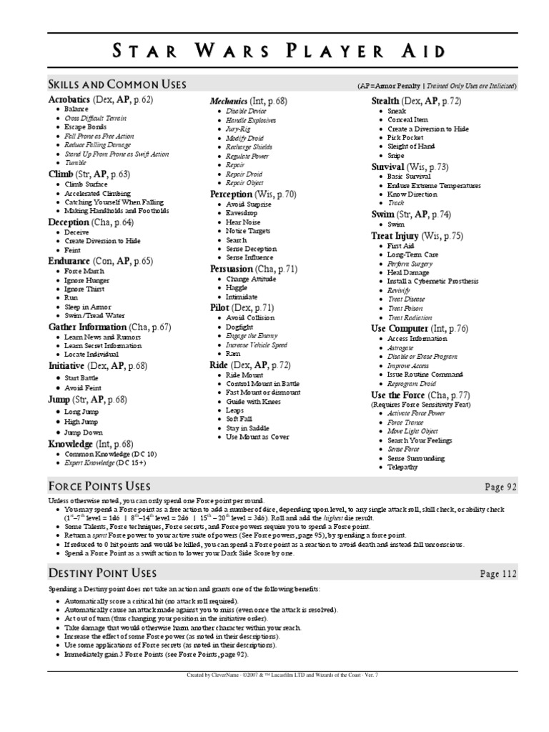 SWSE PA v7 | PDF | Leisure