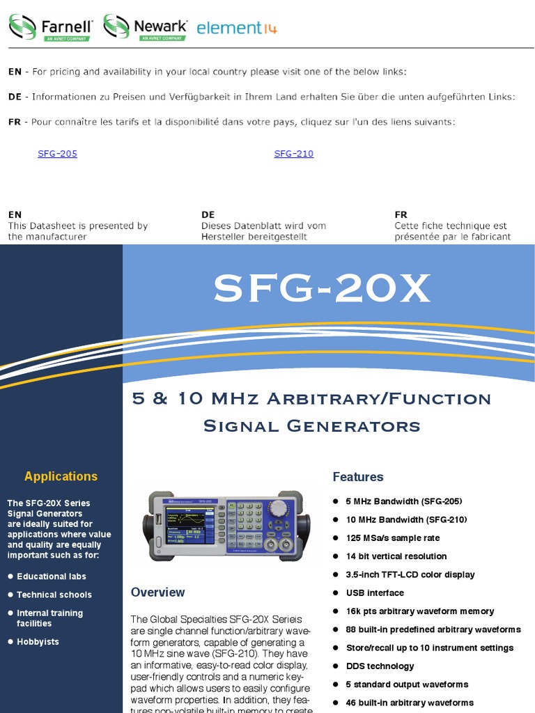 SFG-205 SFG-210 | PDF | Frequency Modulation | Modulation