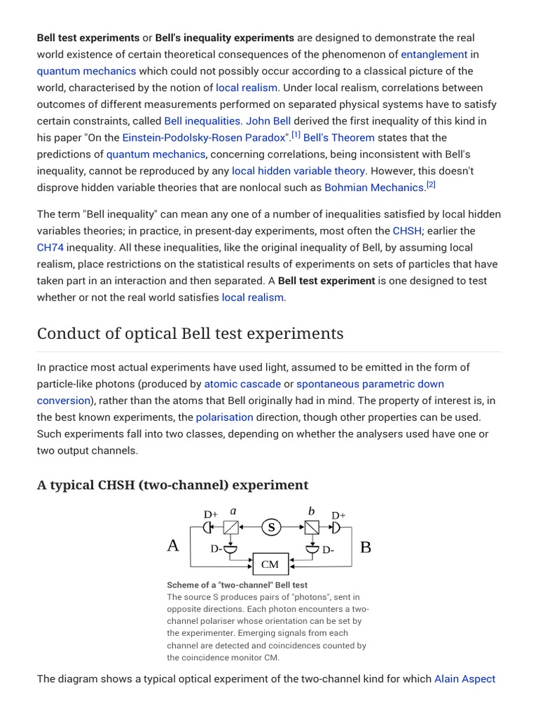 Bell Test Experiments Explained | PDF | Theoretical Computer Science ...