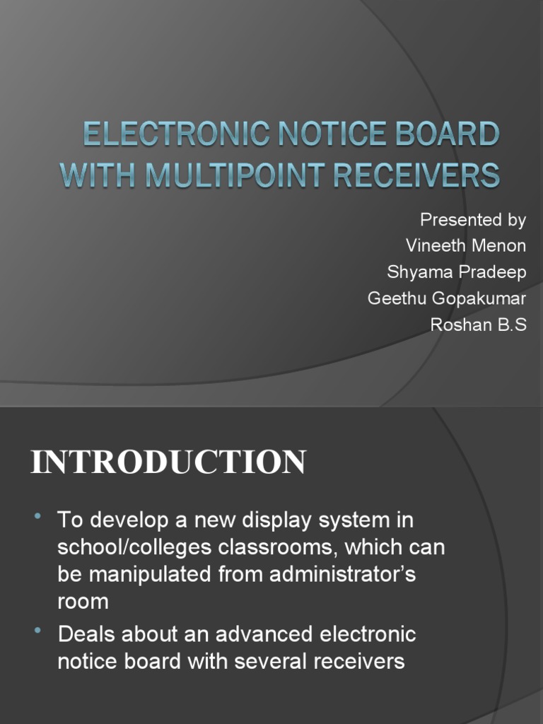 Electronic Notice Board With Multi Point Receivers PDF