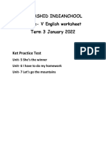 Al Rashid Indianchool Grade-V English Worksheet Term 3 January 2022