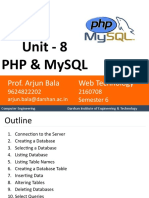 Unit - 8 PHP & Mysql: Prof. Arjun Bala Web Technology