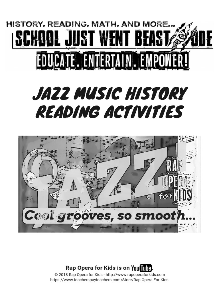 1 History of Jazz Music Worksheets and Reading Passage Using Rap Song PDF Jazz Hip Hop Music