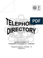 Mehran University of Engineering & Technology, Jamshoro Telephone Number: 2772250 - 73 2009/2010