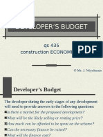 Developer'S Budget: Qs 435 Construction ECONOMICS II
