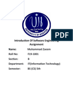 Introduction of Software Engineering Assignment Name