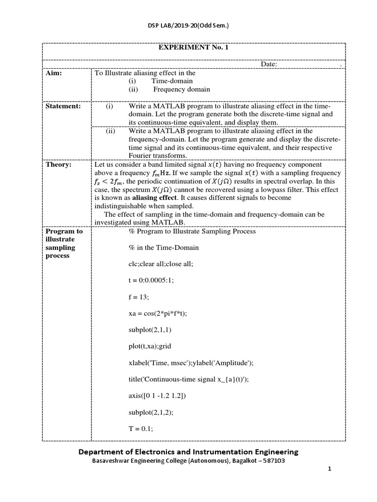 DSP Lab Report PDF Control Theory Computer Science