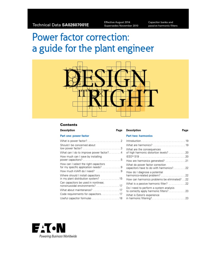 Power Factor (PF) Correction Guide For PEs by EATON | PDF | Electric ...