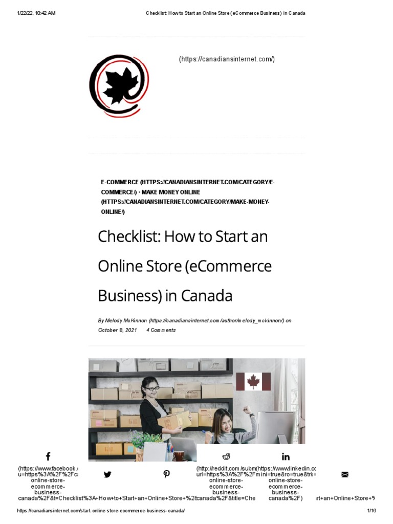 Checklist How To Start An Online Store Business) in Canada PDF E Commerce