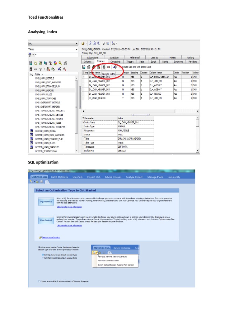 Toad Database Management Features | PDF