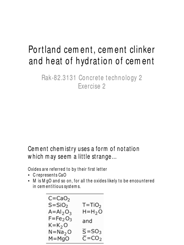 Portland Cement Cement Clinker and Heat of Hydration of Portland Cement ...