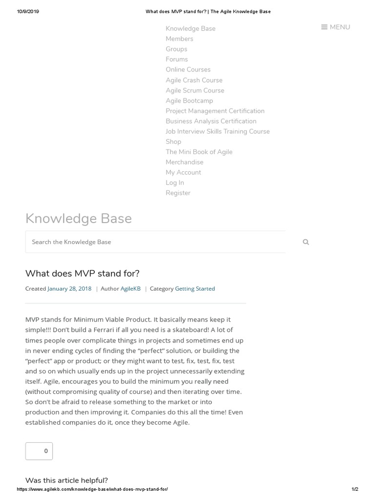 Concepts What Does MVP Stand For PDF Agile Software Development