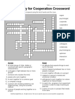 Vocabulary For Cooperation Crossword: Solve The Crossword Using The List of Words and The Clues
