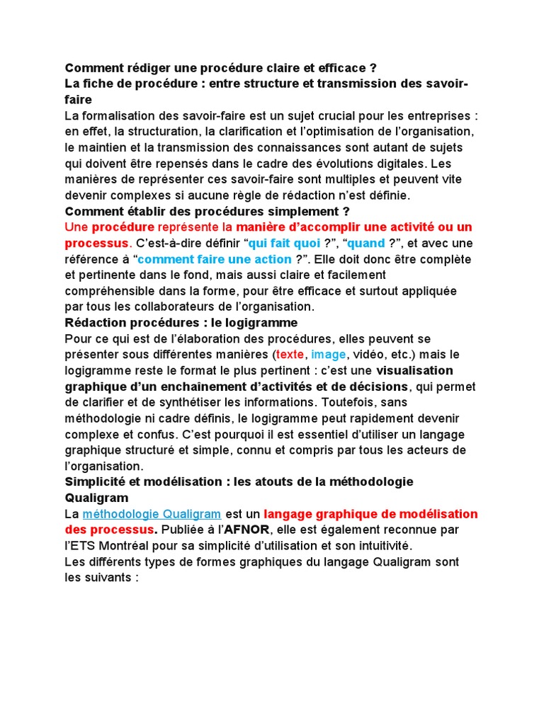 Rédiger une procédure claire et efficace | PDF | Informatique