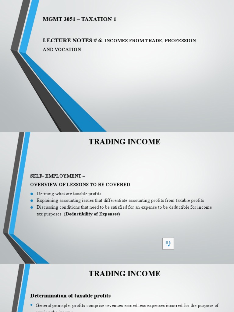 Taxation of Trading Income Explained | PDF | Taxes | Tax Deduction