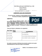 Certificado de Posesion Salitral