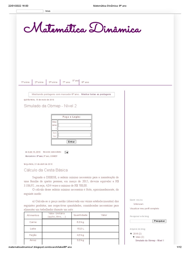 Matemática Dinâmica - 8º Ano | PDF | Matemática | Cálculo