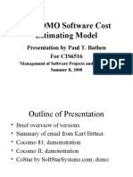 COCOMO Software Cost Estimating Model: Presentation by Paul T. Bathen For CIS6516