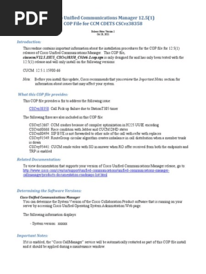 Cisco Unified Communications Manager 12.5 (1) Cop File For CCM Cdets  Cscvz38358 | PDF | File Transfer Protocol | Internet