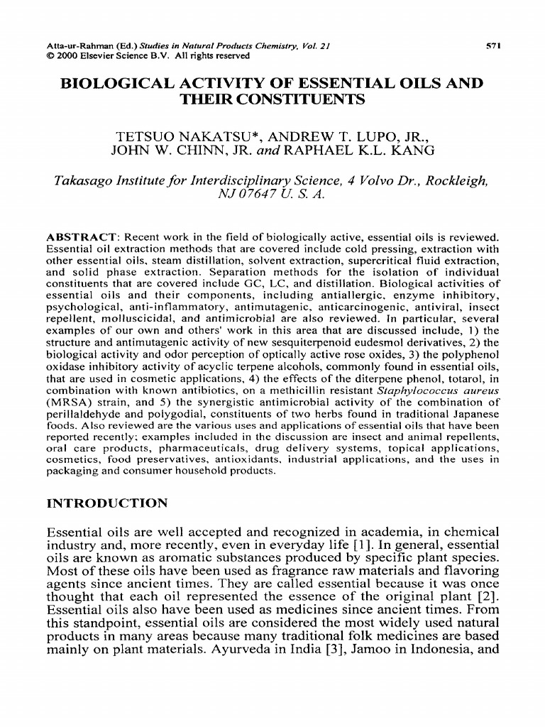 Biological Activity of Essential Oils and Their Constituents PDF