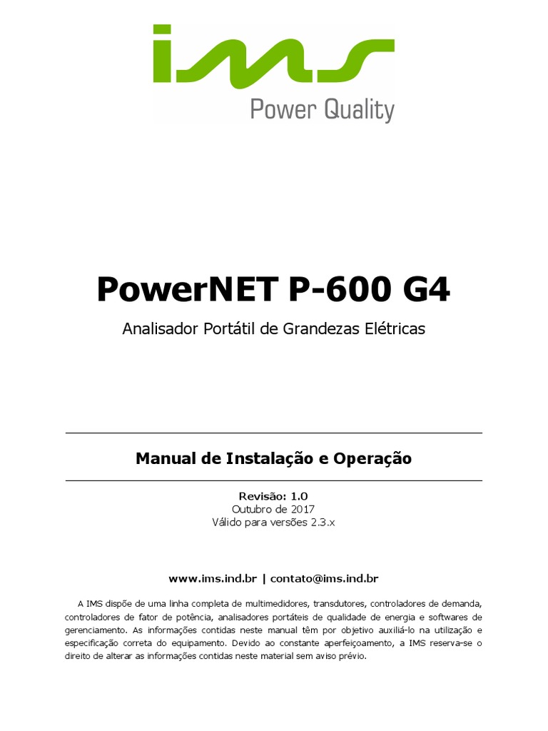 Powernet P-600 G4: Analisador Portátil de Grandezas Elétricas | PDF ...