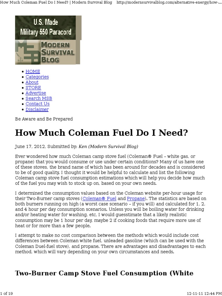 How Much Coleman Fuel Do I Need? TwoBurner Camp Stove Fuel