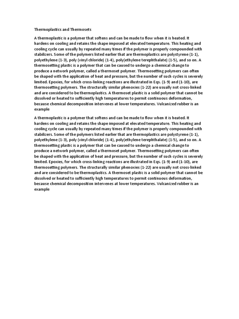 Thermoplastics vs. Thermosets Explained | PDF