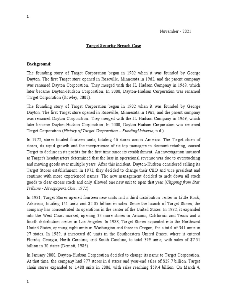 Target Data Breach Analysis and Lessons | PDF | Target Corporation ...