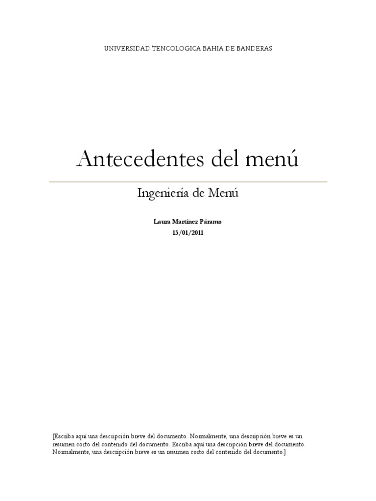 La Historia Del Menu | PDF | Menú | Alimentos